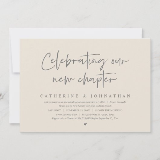Invitation Fêter Notre Nouveau Chapitre, Elopement Brunch (Devant)