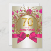 Invitation Fêtes 70e anniversaire de la Fête Fuchsia Gold (Devant)