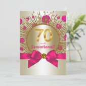 Invitation Fêtes 70e anniversaire de la Fête Fuchsia Gold (Debout devant)