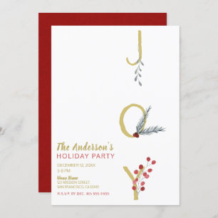 Invitation Fêtes Botaniques Joy Rustic Gold Minimal Party