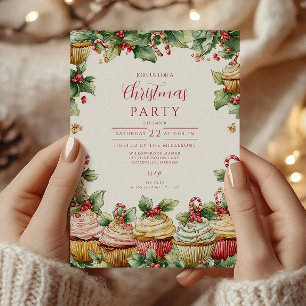 Invitation Fêtes Cupcake Cheval Noël