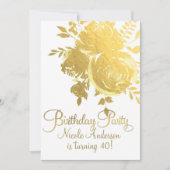 Invitation Fêtes d'anniversaire floral élégant de roses de fa (Devant)