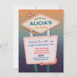 Invitation Fêtes d'anniversaire Las Vegas Casino Party