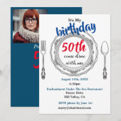 Invitation Fêtes d'anniversaire, venez dîner avec moi ! Photo (Devant / Derrière)