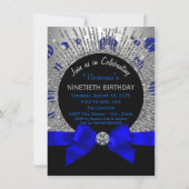 Invitation Fêtes de 90e anniversaire Royal Blue and Silver (Dos)