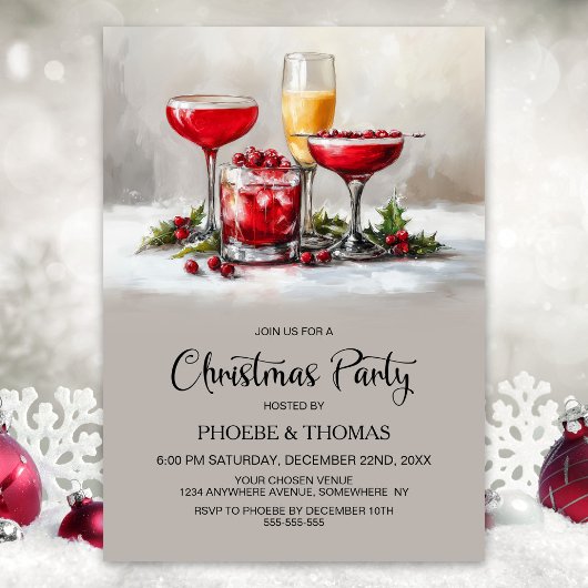 Invitation Fêtes de cocktails de Noël