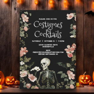 Invitation Fêtes de costumes de squelette et cocktails d'Hall