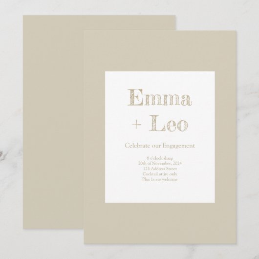 Invitation Fêtes de fiançailles (Devant / Derrière)