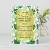 Invitation Fêtes de fiançailles | Exotic Green Feuilles tropi (Debout devant)