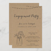 Invitation Fêtes de fiançailles | Papier Kraft rustique (Devant / Derrière)