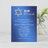 Invitation Fêtes de la mitzvah du bar en argent bleu #2 (Debout devant)