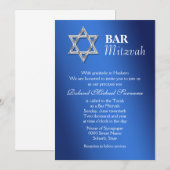 Invitation Fêtes de la mitzvah du bar en argent bleu #2 (Devant / Derrière)