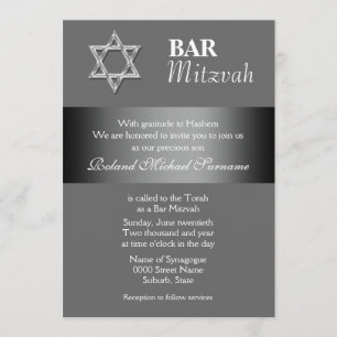 Invitation Fêtes de la mitzvah du bar gris