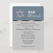 Invitation Fêtes de la mitzvah du bar gris bleu (Devant / Derrière)