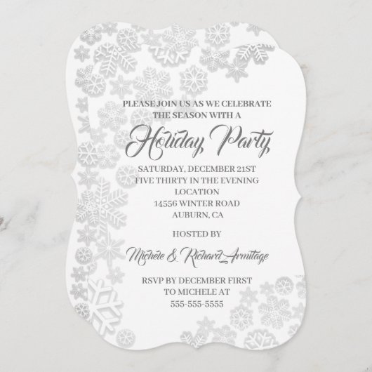 Invitation Fêtes de neige blanches (Devant / Derrière)