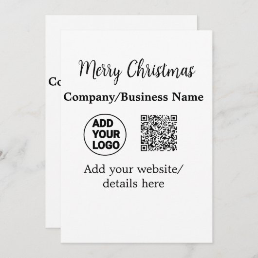 Invitation Fêtes de Noël ajouter logo entreprise nom q r code (Devant / Derrière)