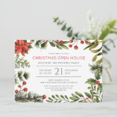 Invitation Fêtes de Noël Berries Verdure Aquarelle (Debout devant)