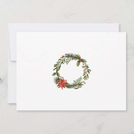 Invitation Fêtes de Noël Berries Verdure Aquarelle (Dos)