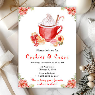 Invitation Fêtes de Noël Cookies et Cocoa Rouge