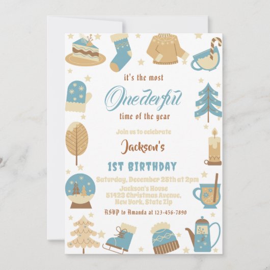Invitation Fêtes de Noël d'hiver 1 fête d'anniversaire (Devant)