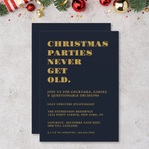 Invitation Fêtes de Noël drôles ne vieillissent jamais Navy O