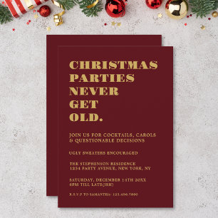 Invitation Fêtes de Noël drôles ne vieillissent jamais Rouge