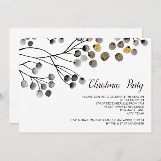 Invitation Fêtes de Noël Fête d'hiver (Devant / Derrière)