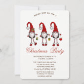 Invitation Fêtes de Noël Flocons de Gnomes Rouges  (Devant)