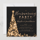 Invitation Fêtes de Noël Gold & Black House (Devant)
