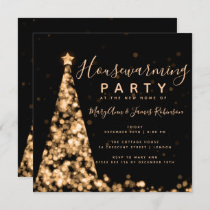 Invitation Fêtes de Noël Gold & Black House