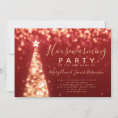 Invitation Fêtes de Noël Gold & Red Houseréchauffing (Devant)