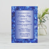 Invitation Fêtes de Noël Marine Blue Sparkle (Debout devant)