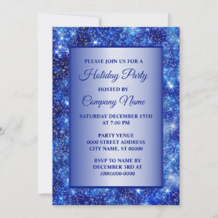 Invitation Fêtes de Noël Marine Blue Sparkle