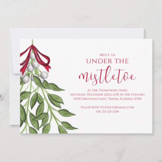 Invitation Fêtes de Noël Mistletoe Green Berries Party (Devant)