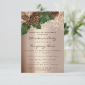 Invitation Fêtes de Noël Nouvel An Fête Rose Pine (Debout devant)