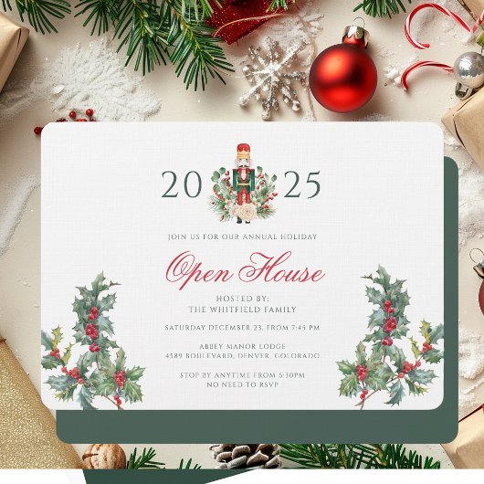 Invitation Fêtes de Noël Nutcracker Red Berries Party