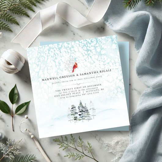 Invitation Fêtes de Noël personnalisables de Winter Pines