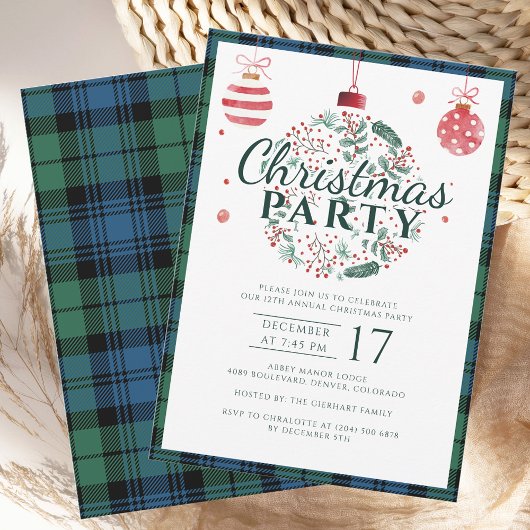 Invitation Fêtes de Noël Plaid Party Campbell Tartan