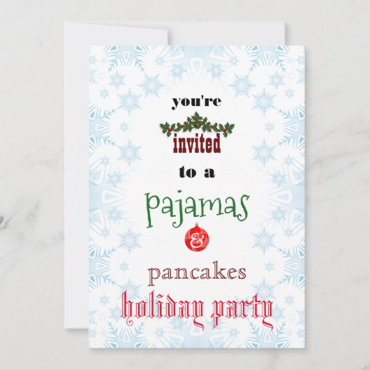 Invitation Fêtes de Noël Pyjamas & Pancakes Fête de famille (Devant)