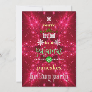 Invitation Fêtes de Noël Pyjamas & Pancakes Fête de famille