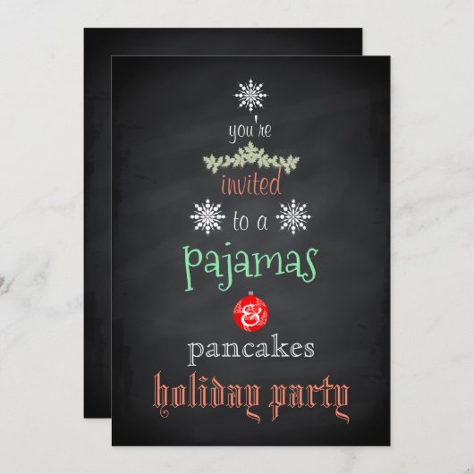 Invitation Fêtes de Noël Pyjamas & Pancakes Fête de famille (Devant / Derrière)