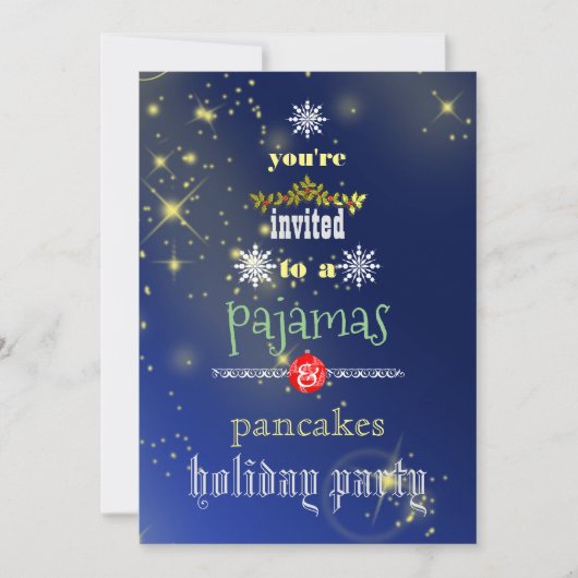 Invitation Fêtes de Noël Pyjamas & Pancakes Fête de famille (Devant)