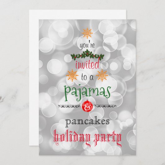 Invitation Fêtes de Noël Pyjamas & Pancakes Fête de famille (Devant / Derrière)