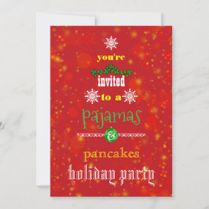 Invitation Fêtes de Noël Pyjamas & Pancakes Fête de famille