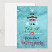 Invitation Fêtes de Noël Pyjamas & Pancakes Fête de famille (Devant / Derrière)