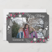 Invitation Fêtes de Noël Rose Lumières Une option photo (Devant)