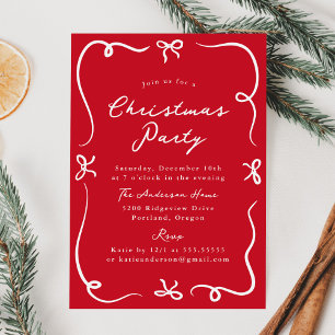 Invitation Fêtes de Noël Rouges Arcs Dessinés à la Main Fanta