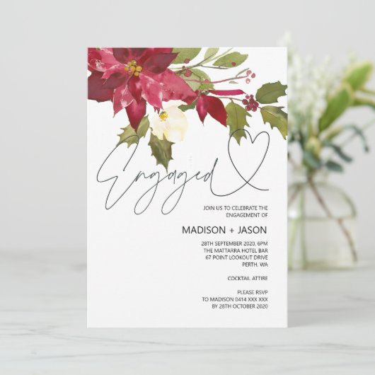 Invitation Fêtes de Noël rouges et vertes (Debout devant)