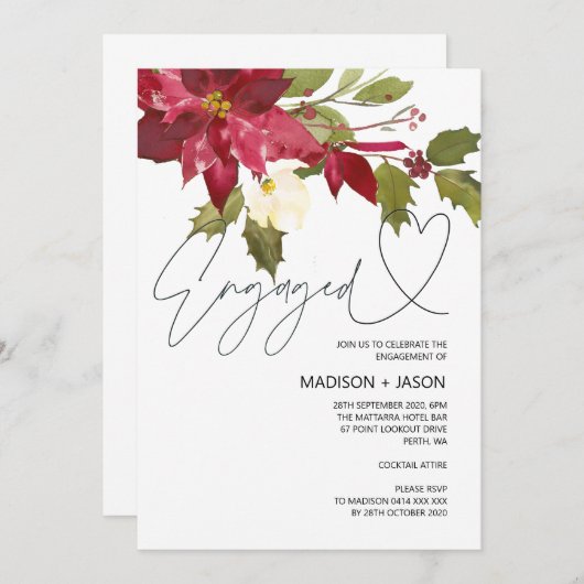 Invitation Fêtes de Noël rouges et vertes (Devant / Derrière)