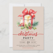 Invitation Fêtes de Noël Société actuelle Noël Champagne (Devant)